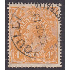 Australian    King George V    4d Orange   Single Crown WMK  Plate Variety 2L7